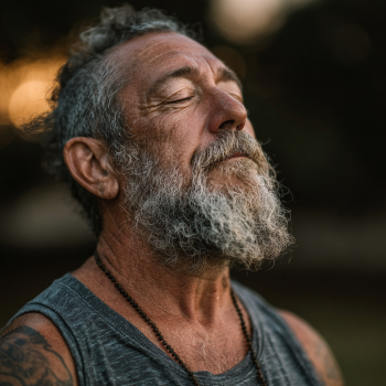 Група літніх людей займається йогою